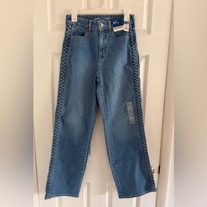 Old Navy High-Waisted Sky-Hi Wide-Leg Jeans Braided Seam Detail Women’s